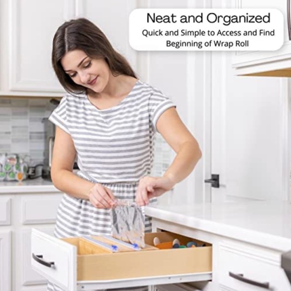 NEW! Foil And Plastic Wrap Dispenser With Cutter - Bamboo - 12" Rolls - Picture 5 of 9